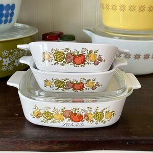 Vintage Corningware Spice of Life Pattern Covered Dish Collection❤️